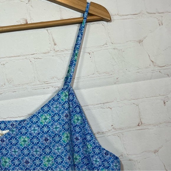 Cynthia Rowley Tank Top Shirt Blouse Womens XL Blue Geometric Polyester Career - Picture 4 of 9